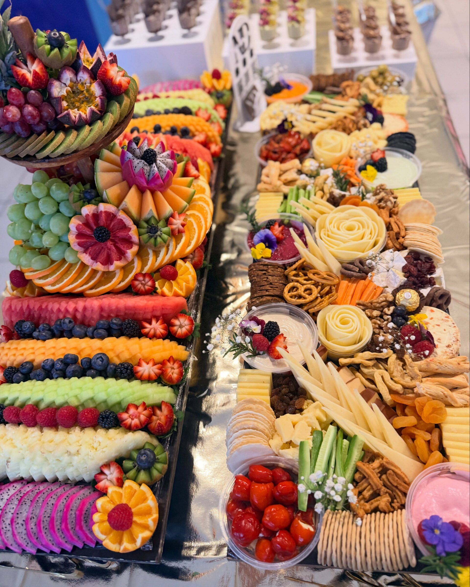 A fruit and cheese grazing package for a 40th birthday