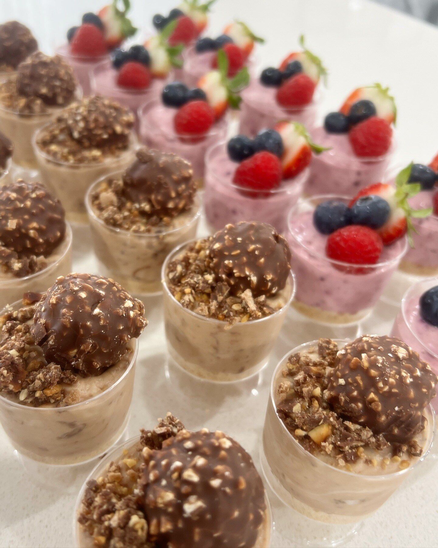 Ferrero Rocher and mixed berry cheesecake dessert cups